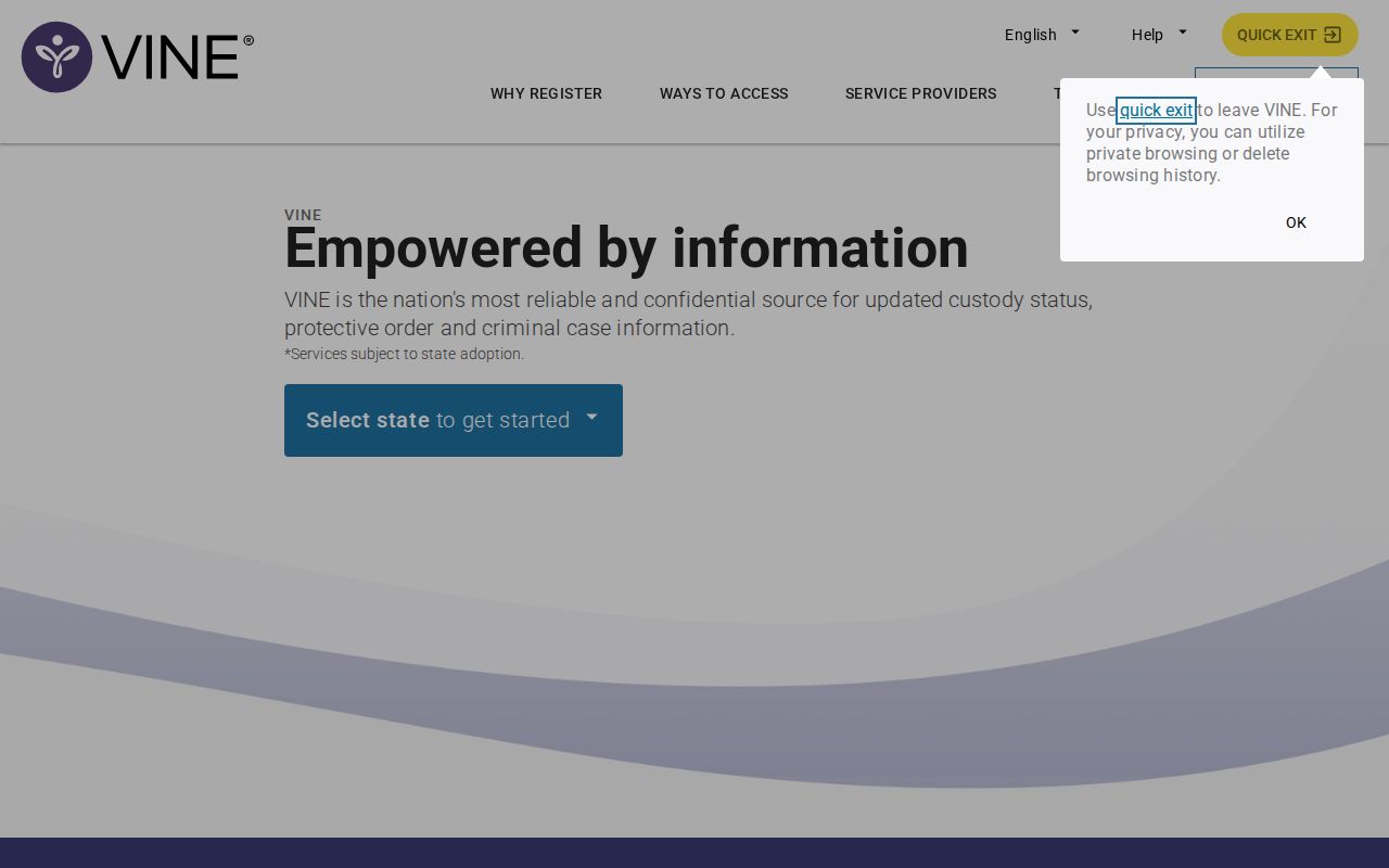 VINELink custody search interface for an Iowa VINE arrest check