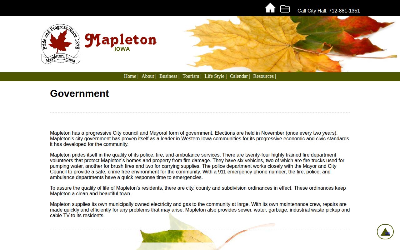 Official Mapleton government page describing city police services