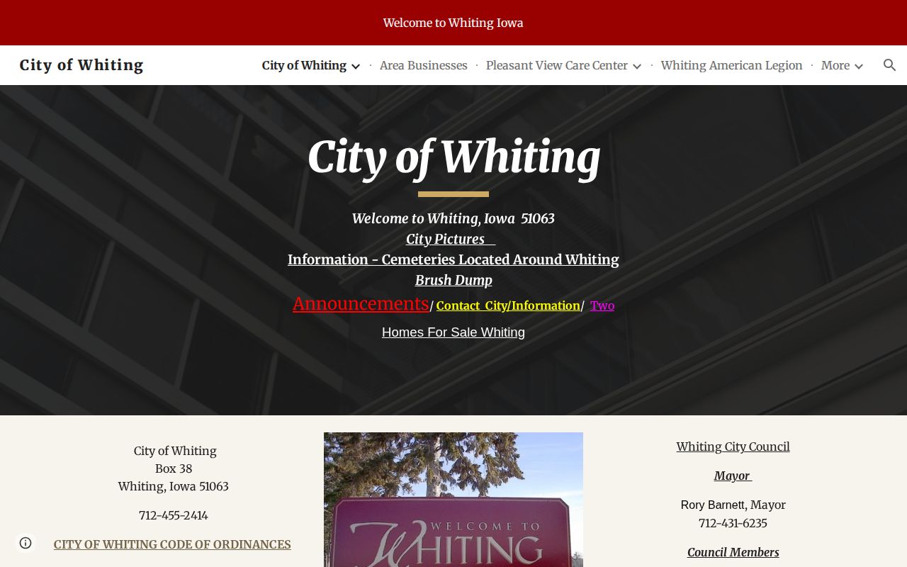 Official City of Whiting police and municipal arrest-record contact page